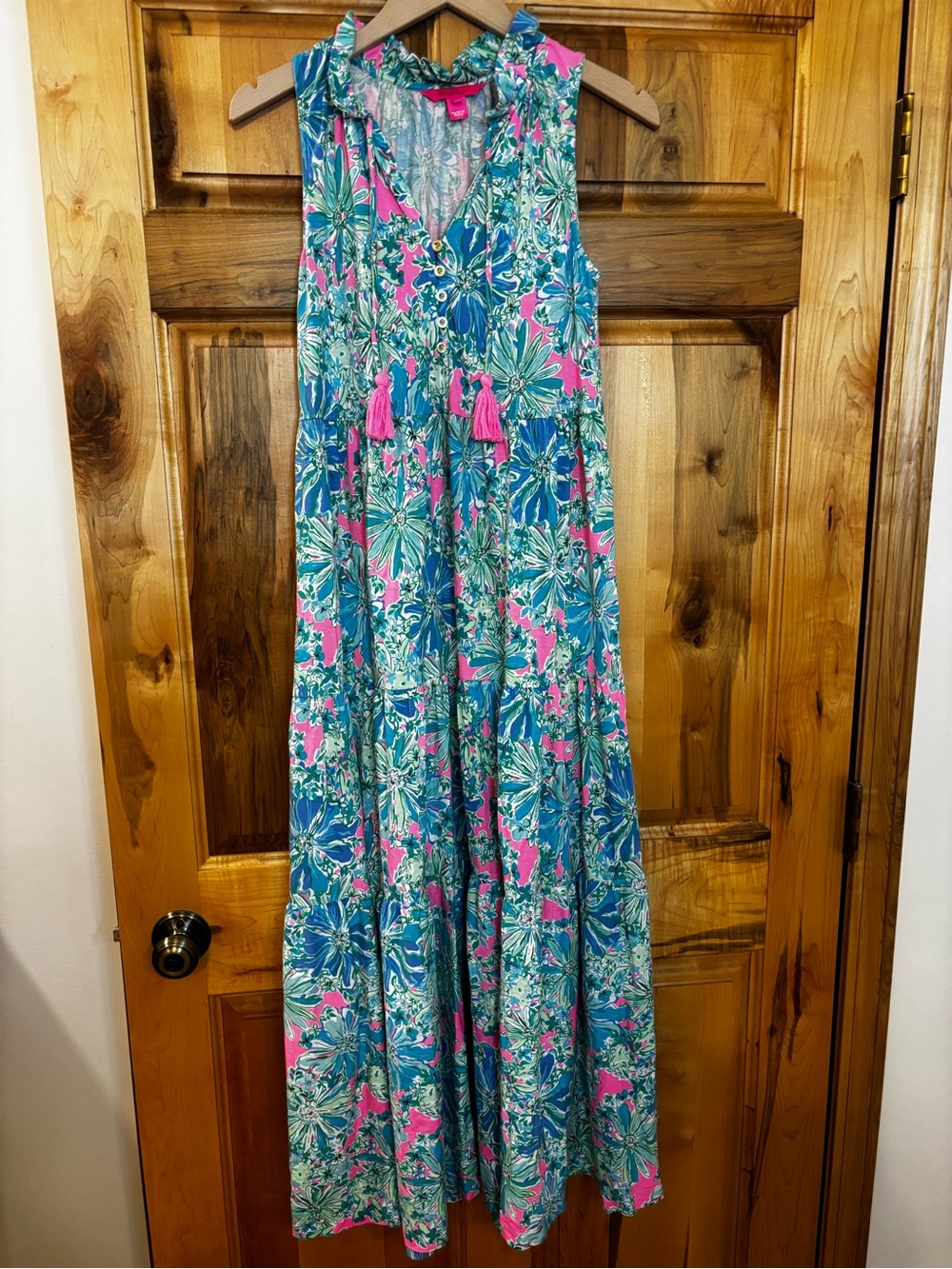 Lilly Pulitzer Pink & Teal Floral Tiered Sundress